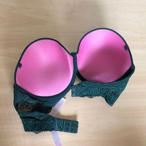 Victoria's Secret Lace Bra - Dark Green and Pink